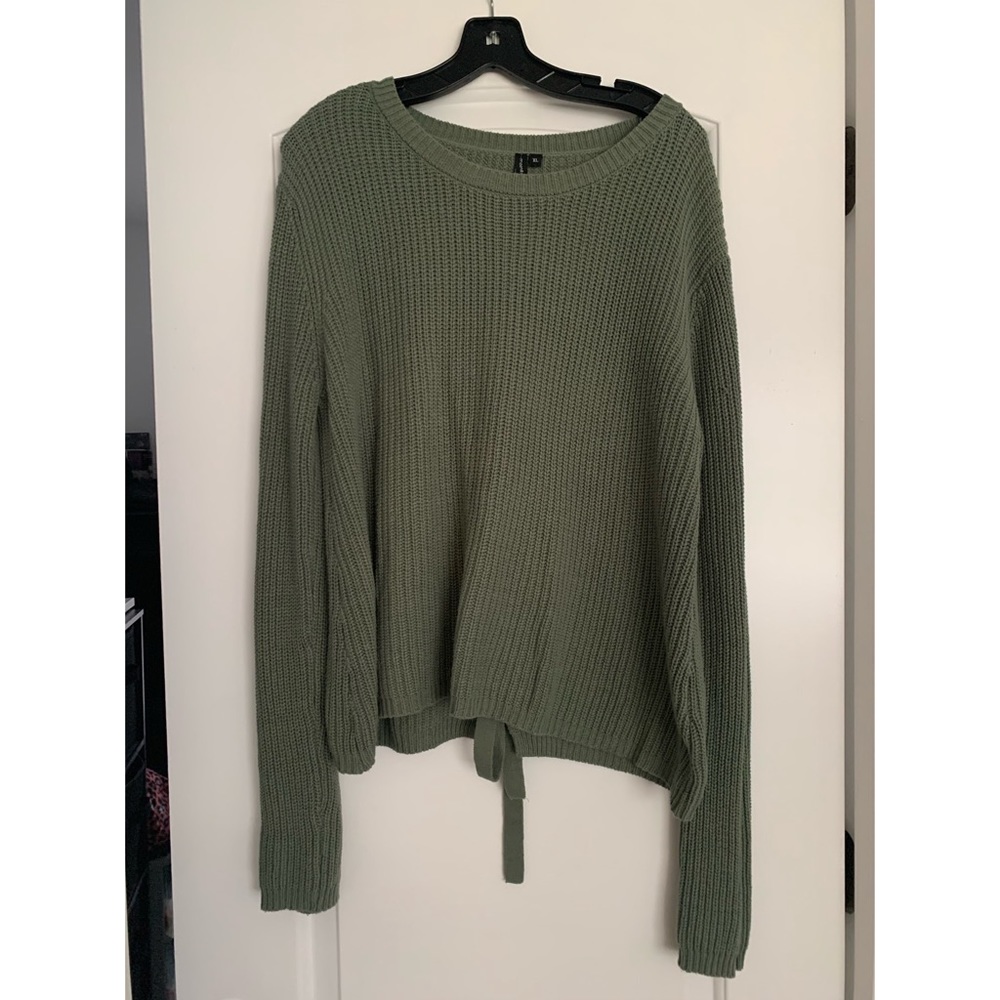 Army Green Sweater with Back tie detail